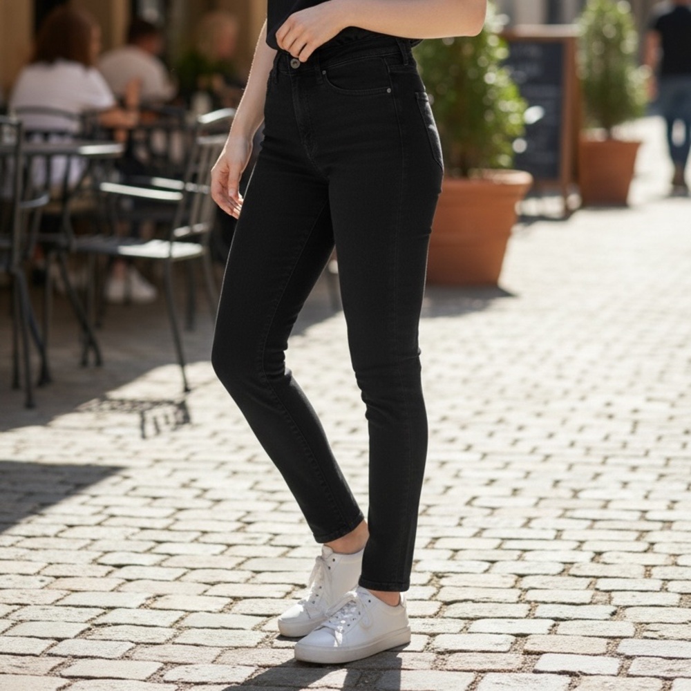 LULAROE magic waistband black skinny ankle jeans size 30